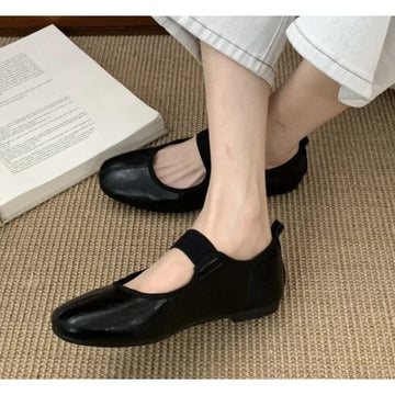 Xajzpa New Fashion Autumn Women Flat Heel Shoes Fashion Round Toe Shallow Slip on Mary Jane Shoes Soft Flat Casual Dress Single Shoes